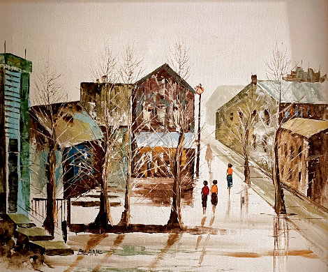 Untitled Street Scene 28x32 Original Painting - Jerry Blank