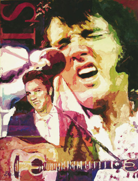 King Elvis Presley 2008 24x18 Original Painting by Jerry Blank