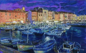 San Tropez, France 2008 30x48 Original Painting - Jerry Blank San Tropez, France 2008 30x48 Original Painting - Jerry Blank