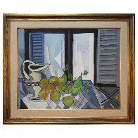 Interior Con Frutas 1989 45x37 Original Painting by Jesus Fuertes - 2 Interior Con Frutas 1989 45x37 Original Painting by Jesus Fuertes - 2
