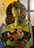 Mujer con Peces Rojos 1984 39x28 Original Painting by Jesus Fuertes - 0