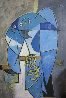 Blue Tropical Bird 1983 38x27 Original Painting by Jesus Fuertes - 0 Blue Tropical Bird 1983 38x27 Original Painting by Jesus Fuertes - 0