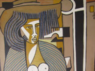 Woman with a Cat 1984 39x27 Original Painting by Jesus Fuertes - 1 Woman with a Cat 1984 39x27 Original Painting by Jesus Fuertes - 1