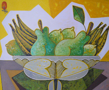 Frutas 1991 30x27 Original Painting - Jesus Fuertes Frutas 1991 30x27 Original Painting - Jesus Fuertes