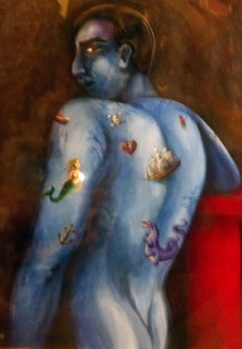 Blue Man Watercolor 50x42 Watercolor - Jett Jackson Blue Man Watercolor 50x42 Watercolor - Jett Jackson