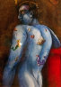 Blue Man Watercolor 50x42 Huge Watercolor by Jett Jackson - 0