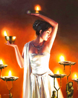 Han Lanterns II 2003 36x32 Super Huge Original Painting - Jia Lu Han Lanterns II 2003 36x32 Super Huge Original Painting - Jia Lu