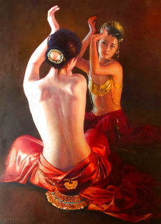 Reflection 2001 42x53 Huge Original Painting - Jia Lu Reflection 2001 42x53 Huge Original Painting - Jia Lu