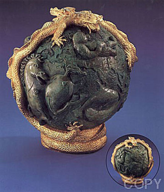 Genesis (Birth) Bronze Sculpture 1998 14 in Sculpture by Tie-Feng Jiang