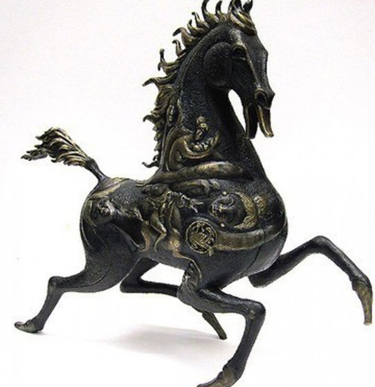 Black Horse Bronze Sculpture 1990 20 in Sculpture - Tie-Feng Jiang Black Horse Bronze Sculpture 1990 20 in Sculpture - Tie-Feng Jiang