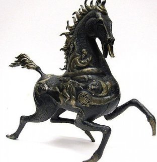 Black Horse Bronze Sculpture 1988 20 in Sculpture - Tie-Feng Jiang