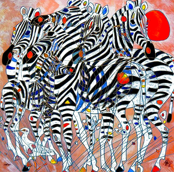 葉　祥明 (Painting) 20/300 Lot - MESAPHOT LISSAINT, HAITIAN 20TH/21ST CENTURY, ZEBRAS