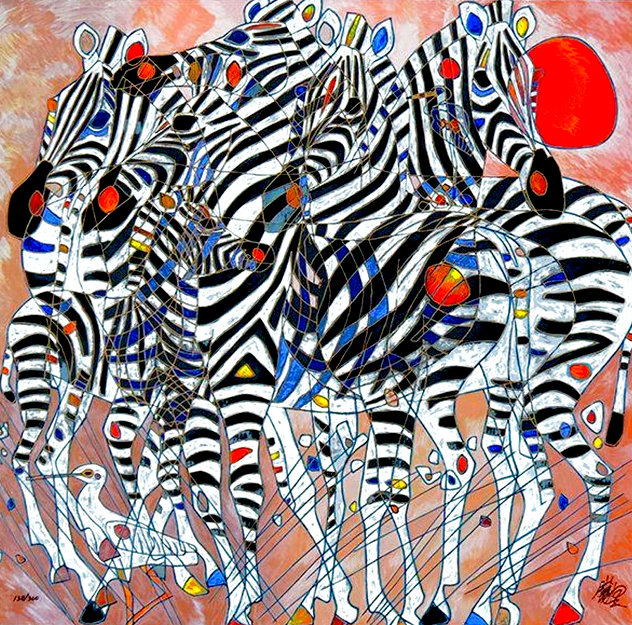 Zebras 1991 - Huge Limited Edition Print by Tie-Feng Jiang