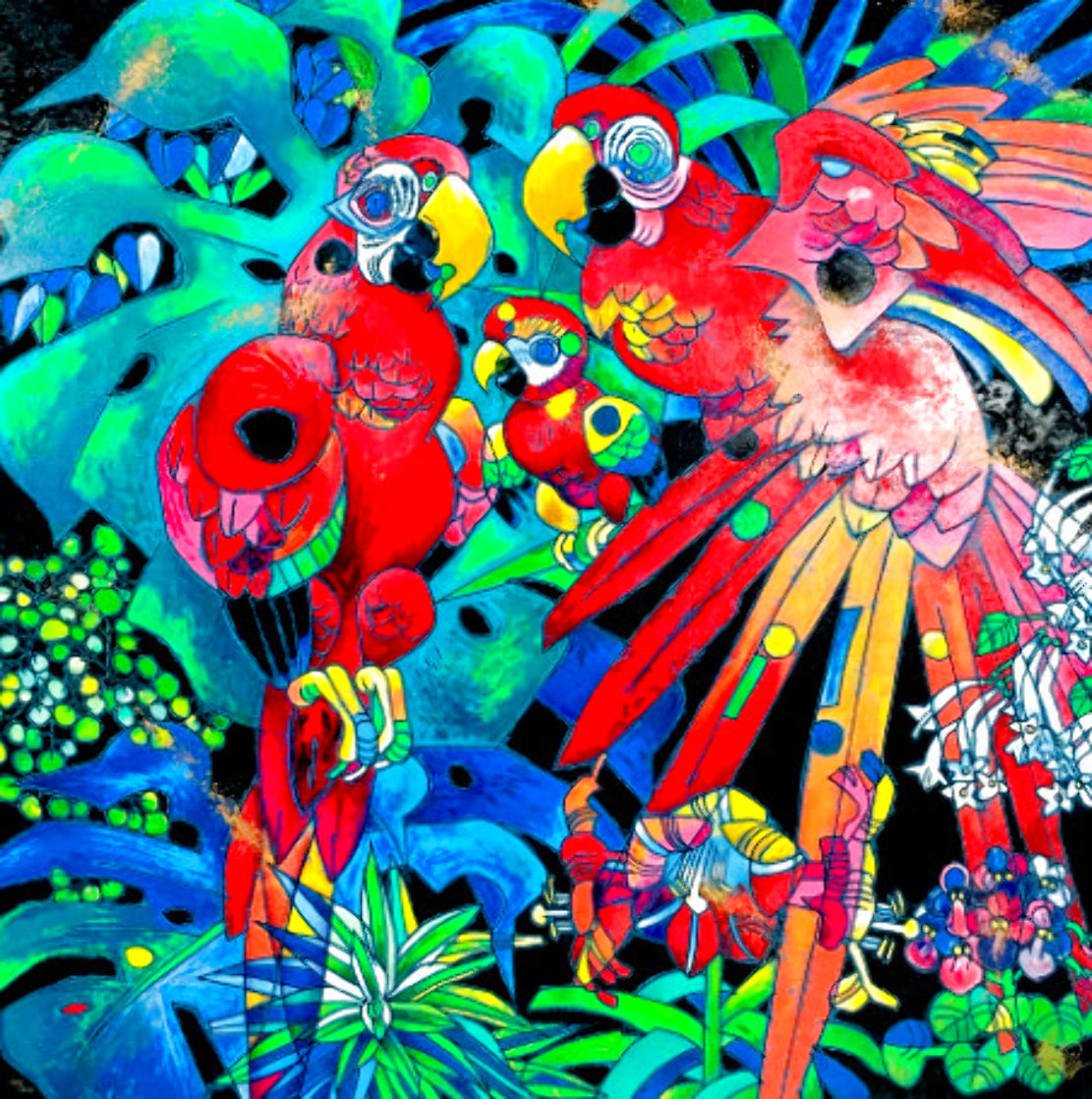 Birds of Paradise 1997 - Huge Limited Edition Print by Tie-Feng Jiang