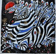 Imperial Zebras Embellished 1992 Limited Edition Print by Tie-Feng Jiang - 1 Imperial Zebras Embellished 1992 Limited Edition Print by Tie-Feng Jiang - 1