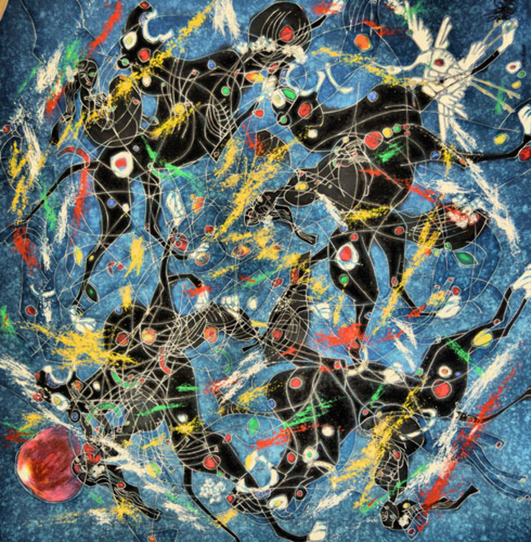Song of Panthers Embellished 1995 Limited Edition Print by Tie-Feng Jiang Song of Panthers Embellished 1995 Limited Edition Print by Tie-Feng Jiang