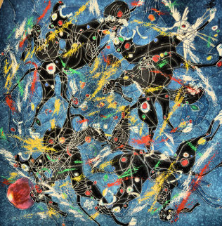 Song of Panthers Embellished 1995 Limited Edition Print - Tie-Feng Jiang Song of Panthers Embellished 1995 Limited Edition Print - Tie-Feng Jiang