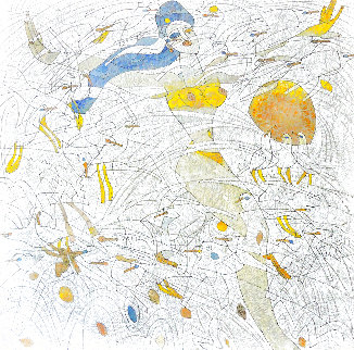 Young Girl with Gulls 41x41 Super Huge Original Painting - Tie-Feng Jiang Young Girl with Gulls 41x41 Super Huge Original Painting - Tie-Feng Jiang