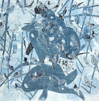 Coming of Spring 1986 54x55 Super Huge Original Painting - Tie-Feng Jiang Coming of Spring 1986 54x55 Super Huge Original Painting - Tie-Feng Jiang