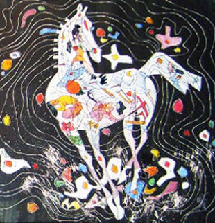 Little Horse Suite, Suite of 2 Paintings 1988 32x32 Original Painting - Tie-Feng Jiang