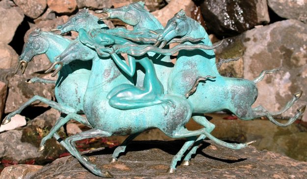 Emerald Lady Bronze Sculpture 1986 29 in by Tie-Feng Jiang - For