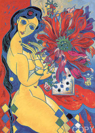 Beauty and Flowers 1994 Limited Edition Print by Tie-Feng Jiang Beauty and Flowers 1994 Limited Edition Print by Tie-Feng Jiang