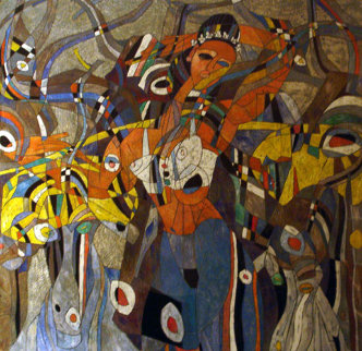 Village Girl 40x40 Huge Original Painting - Tie-Feng Jiang