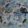 Fish World 1989 49x49 Huge Painting Original Painting by Tie-Feng Jiang - 0
