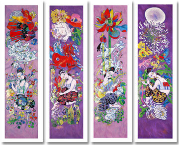 Four Songs of Spring 1999 (4) Embellished Super Huge Limited Edition Print - Tie-Feng Jiang Four Songs of Spring 1999 (4) Embellished Super Huge Limited Edition Print - Tie-Feng Jiang