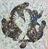 Lady And White Birds 1987 55x55 Huge Original Painting by Tie-Feng Jiang - 0