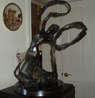Ribbon Dancer Bronze Sculpture 1990 27 in Sculpture - Tie-Feng Jiang Ribbon Dancer Bronze Sculpture 1990 27 in Sculpture - Tie-Feng Jiang