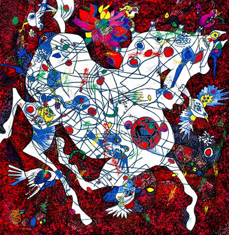 White Horse 1997 - Serigraph on Canvas Limited Edition Print - Tie-Feng Jiang