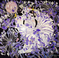 Blue Daisies 1988 53x53 Huge Original Painting by Tie-Feng Jiang - 0 Blue Daisies 1988 53x53 Huge Original Painting by Tie-Feng Jiang - 0