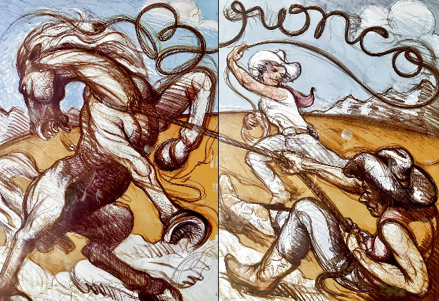 Bronco: Cowboy and Horse Diptych PP 1978 - Huge Limited Edition Print by Luis Jimenez