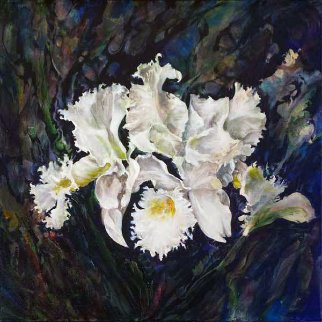 Untitled Orchids 2015 24x24 Original Painting - Joseph Kinnebrew Untitled Orchids 2015 24x24 Original Painting - Joseph Kinnebrew