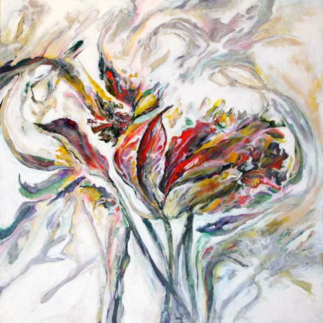 Untitled Abstract Flower 2015 24x24 Original Painting by Joseph Kinnebrew Untitled Abstract Flower 2015 24x24 Original Painting by Joseph Kinnebrew