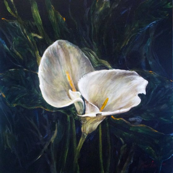Untitled Cala Lillies 2015 24x24 Original Painting by Joseph Kinnebrew Untitled Cala Lillies 2015 24x24 Original Painting by Joseph Kinnebrew