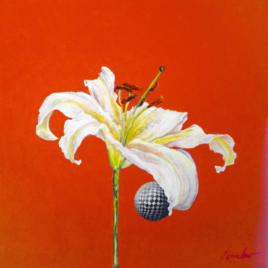 Untitled Flower with Red 2015 24x24 Original Painting by Joseph Kinnebrew Untitled Flower with Red 2015 24x24 Original Painting by Joseph Kinnebrew