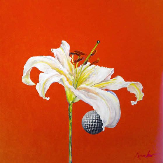 Untitled Flower with Red 2015 24x24 Original Painting by Joseph Kinnebrew Untitled Flower with Red 2015 24x24 Original Painting by Joseph Kinnebrew