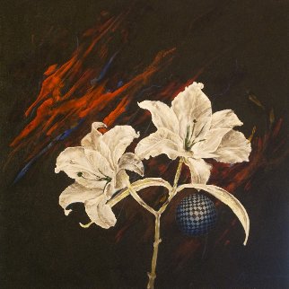 Untitled Flowers 2015 24x24 Original Painting - Joseph Kinnebrew Untitled Flowers 2015 24x24 Original Painting - Joseph Kinnebrew