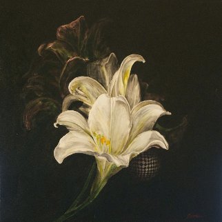 Untitled Lily 2015 24x24 Original Painting - Joseph Kinnebrew Untitled Lily 2015 24x24 Original Painting - Joseph Kinnebrew