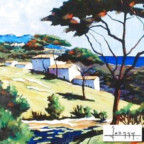 Approaching St. Tropez 2000 Embellished Giclee on Canvas - France Limited Edition Print -  Joanny