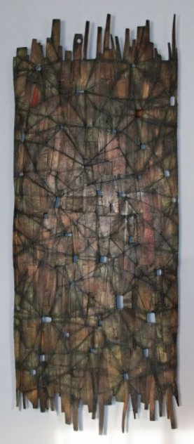 Fragment on reclaimed wood 78x31 Huge Original Painting by Duncan Johnson