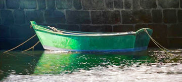 Bateau Vert 34x68 Super Huge Original Painting - Roger Hayden Johnson Bateau Vert 34x68 Super Huge Original Painting - Roger Hayden Johnson