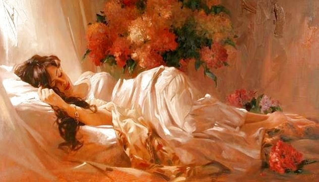Repose Embellished Huge Limited Edition Print by Richard Johnson