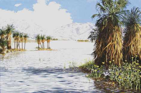 Sun City Flowers 40x60 - Acrylic on Canvas - Huge - Palm Desert, California Original Painting - John Weidenhamer