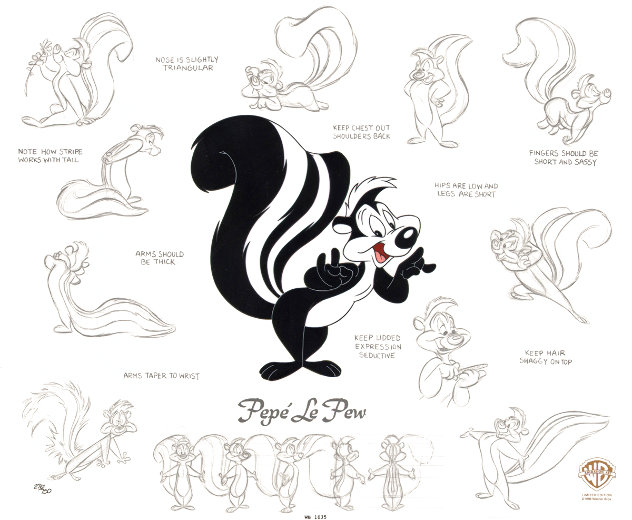 Model Sheet: Pepe Le Pew 1996 Limited Edition Print by Chuck Jones