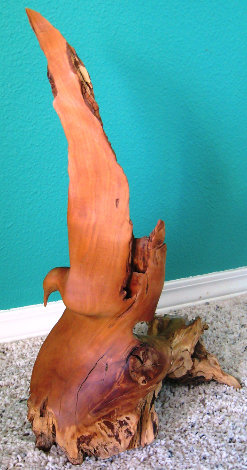 Tropical Bird Sandlewood Sculpture Unique 1992 16 in Sculpture - Randy Joseph