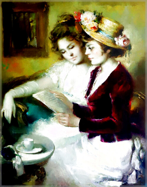 La Carta 1971 45x36 Huge - Madrid, Spain Original Painting by Jose Puyet La Carta 1971 45x36 Huge - Madrid, Spain Original Painting by Jose Puyet