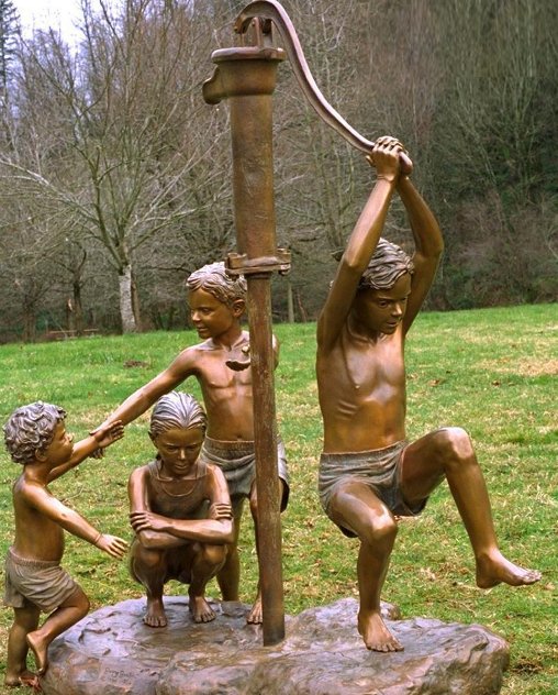 Fountain of Youth Life Size Bronze Sculpture 1996 62 in Sculpture by Jerry Joslin